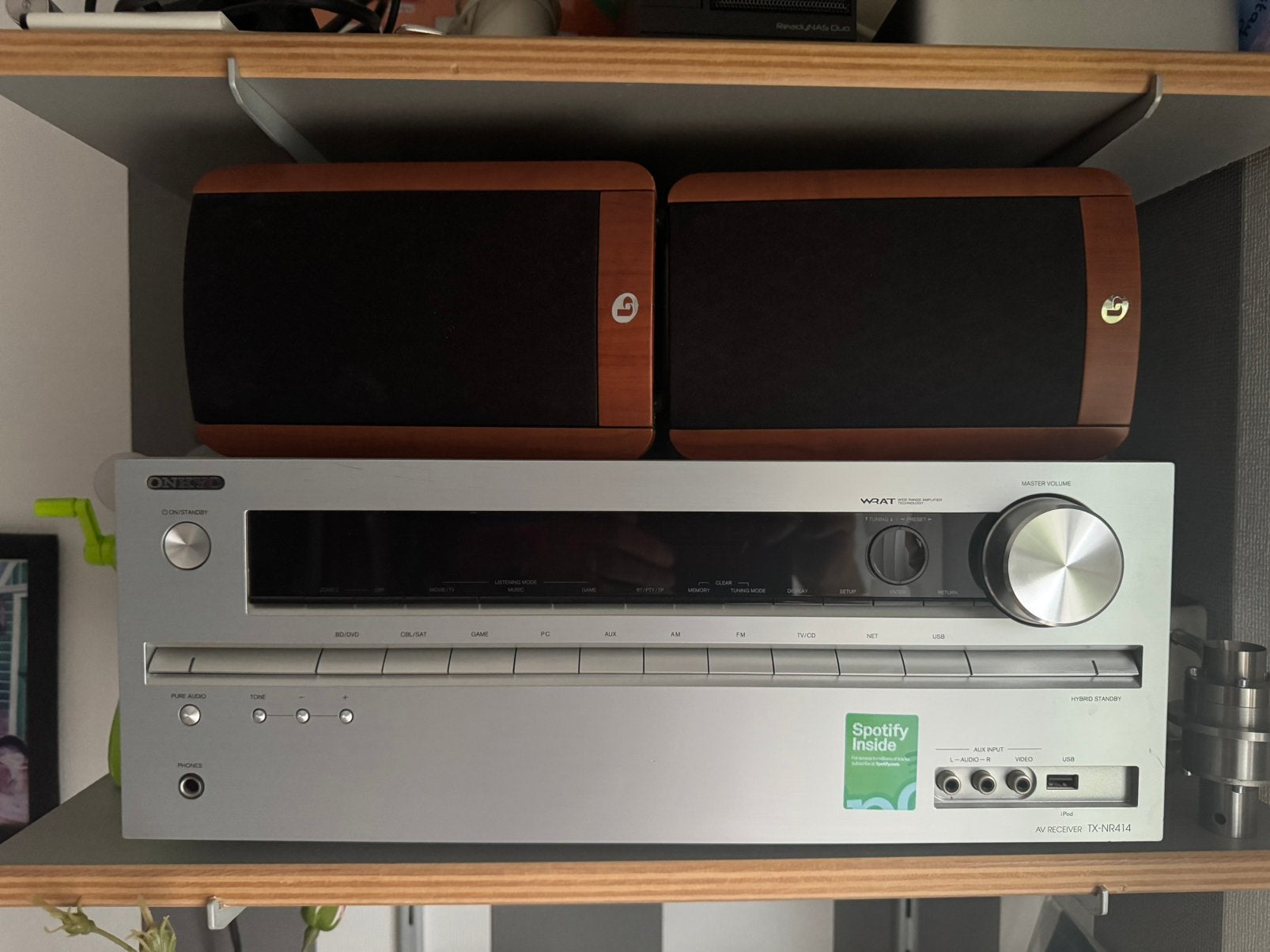 Onkyo TX-NR414 receivers met speakers, Ophalen, Zo goed als nieuw, 120 watt of meer, Onkyo