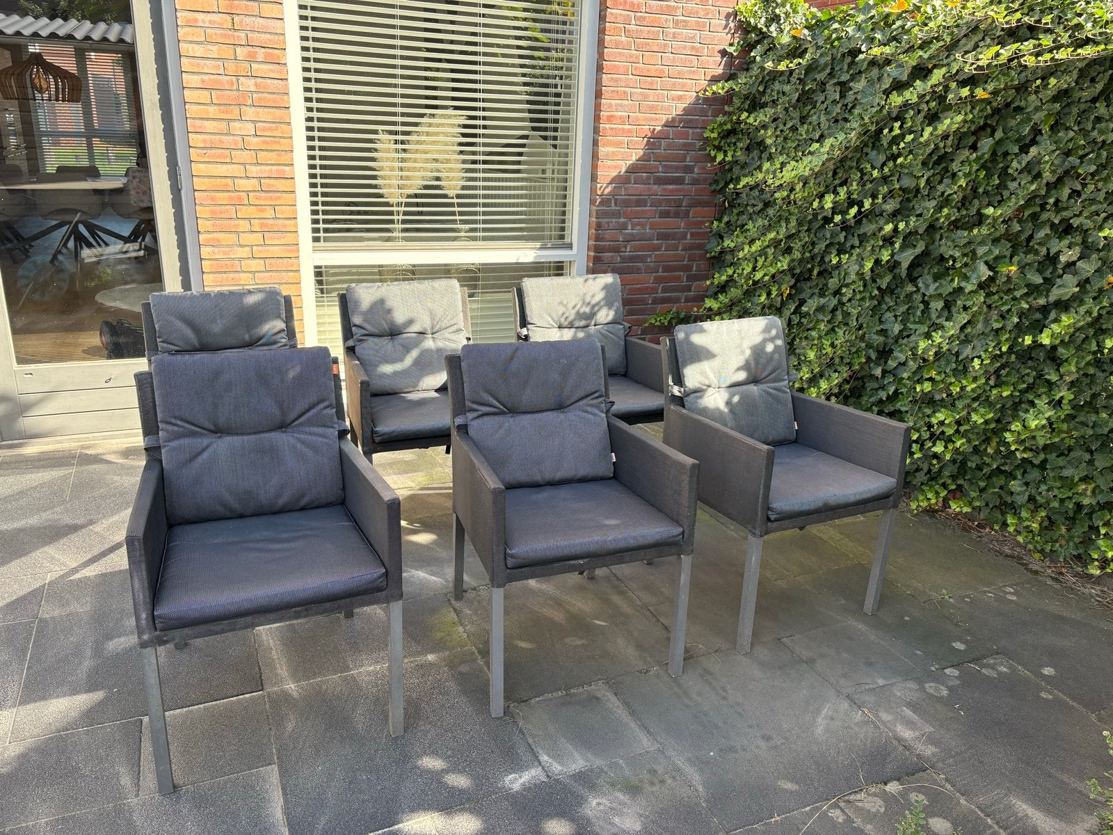 Set van 6 comfortabele tuinstoelen met kussens, Tuin en Terras, Tuinstoelen, Ophalen, Gebruikt, Aluminium