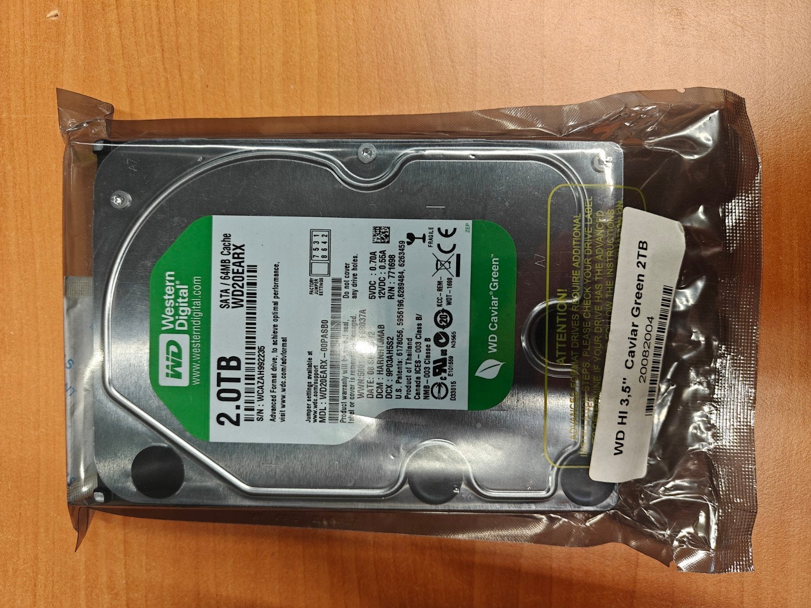 WD Caviar Green 2TB 3.5" SATA Harde Schijf, Computers en Software, Intern, 2TB, Western Digital, Nieuw
