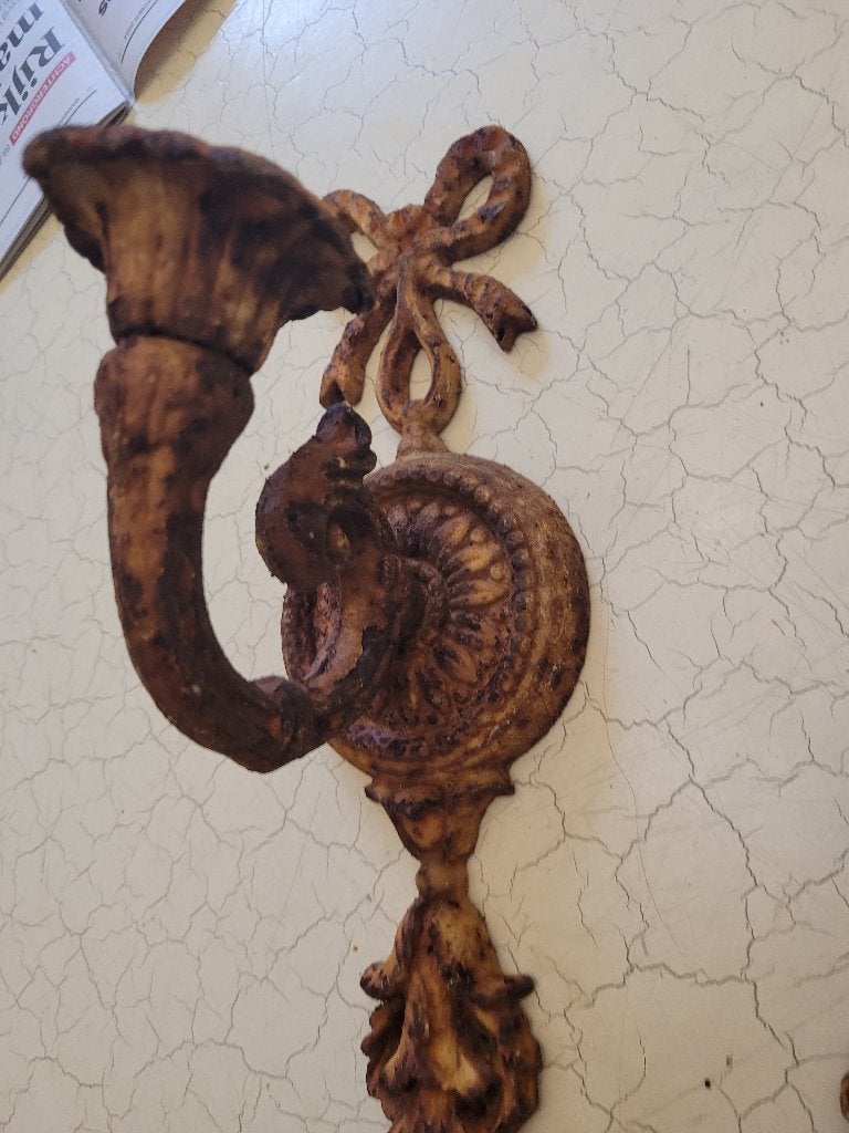 Gietijzeren wand kandelaars p/st 14.95, Heikant 21 Kaatsheuvel, Bruin, Belle Vieille Brocante, Ophalen of Verzenden