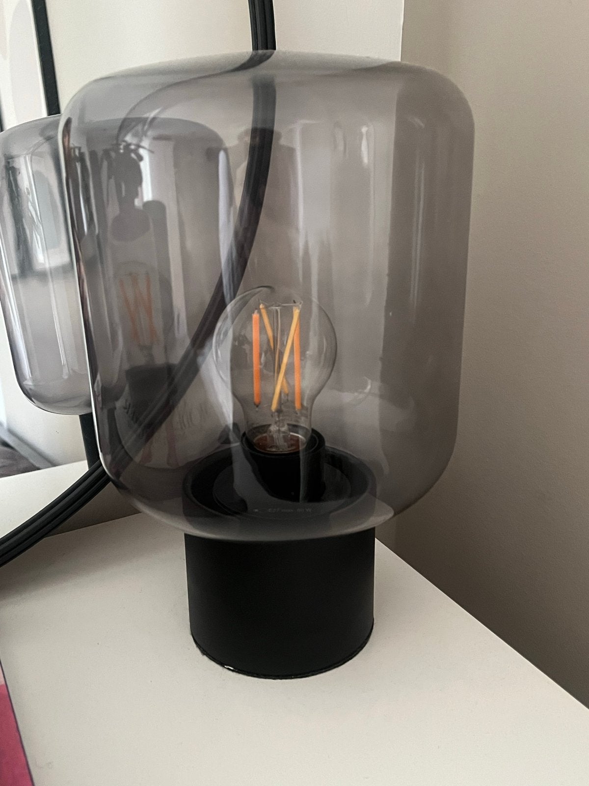 Tafellamp Juno Karwei met rookglas, Huis en Inrichting, Ophalen, Overige merken, Grijs, Glas