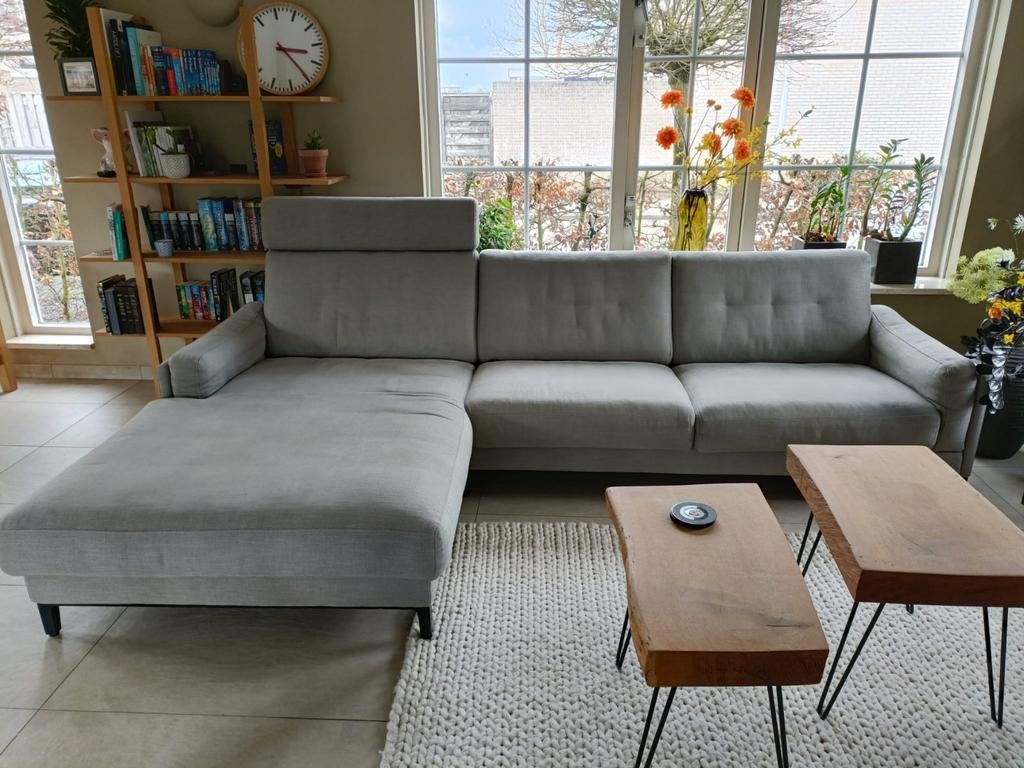 Rolf Benz bank met chaise longue, Ophalen, 250 tot 300 cm, Zo goed als nieuw, Rechte bank