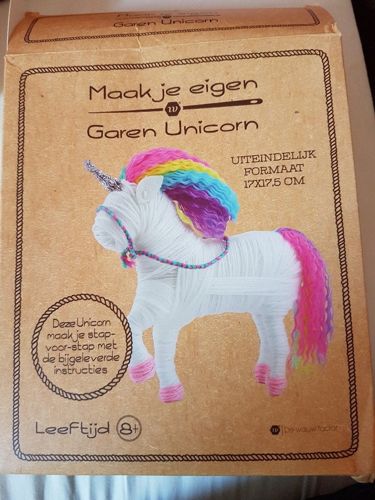 knutselpakket maak je eigen garen unicorn, Hobby en Vrije tijd, Ophalen of Verzenden, Knutselwerk