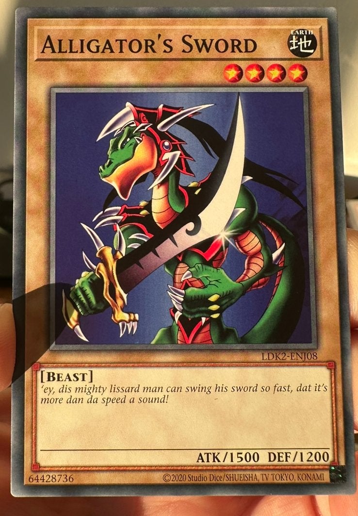 Yu-Gi-Oh! Alligator’s Sword Legendary Print !, Hobby en Vrije tijd, Ophalen of Verzenden, Zo goed als nieuw, Losse kaart
