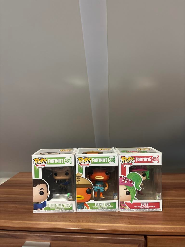 3 Funko Pops Fortnite Skins: Highrise Assault Trooper, Fishs, Ophalen of Verzenden, Nieuw
