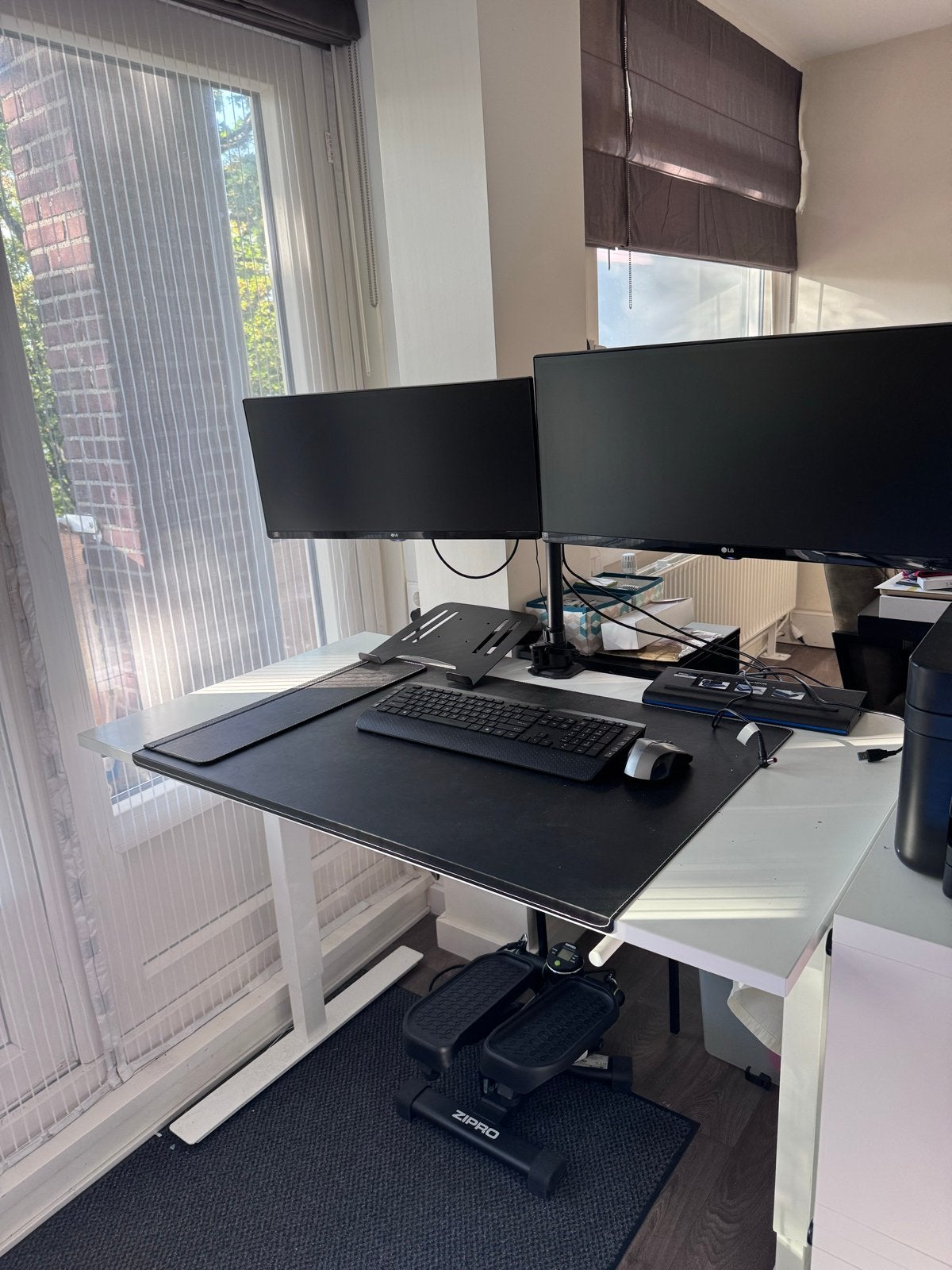 thuiswerkplek zit-sta bureau 2x monitor en docking usb a, Ophalen, Gebruikt