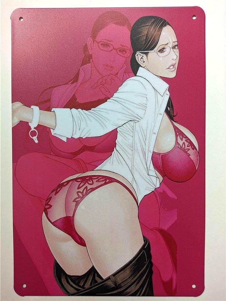 Sexy Pin Up Lingerie Bondage girl art Metalen Bord, Verzenden, Kuifje, Nieuw, Beeldje of Figuurtje