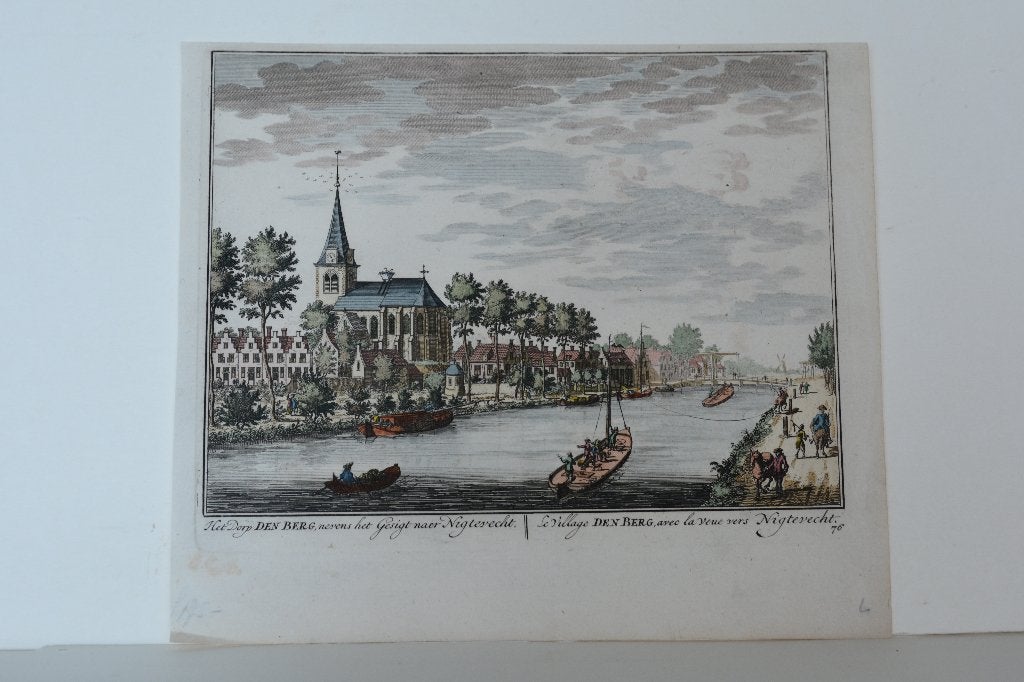 NEDERHORST DEN BERG VECHTSTREEK Gravure Stoopendaal 1719 G96, Antiek en Kunst, Verzenden, Stadsgezicht, Handgekleurd, Gravure