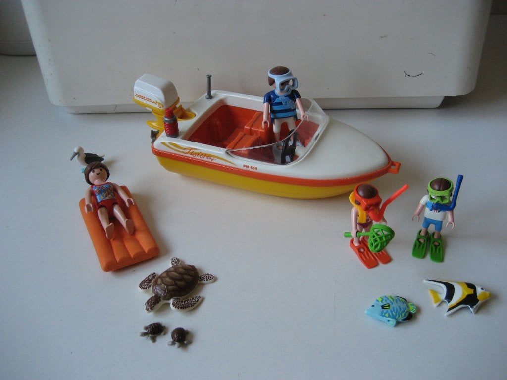 playmobil boot met snorkelaars en waterdieren, Ophalen of Verzenden, Zo goed als nieuw