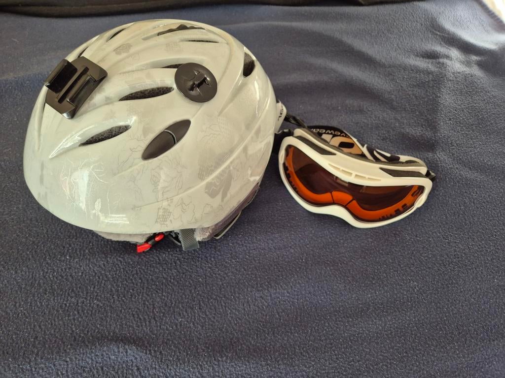 Goede dames skihelm met skibril, wit, Overige merken, Overige typen, Ophalen of Verzenden, Zo goed als nieuw