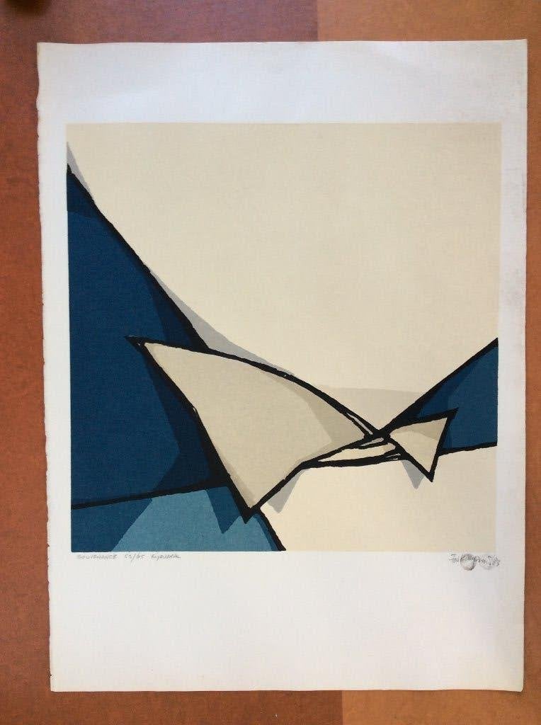 Fon Klement, 'Souvenance', boardsnede, grafiek, Abstract, Zeefdruk, Gesigneerd, Ophalen of Verzenden