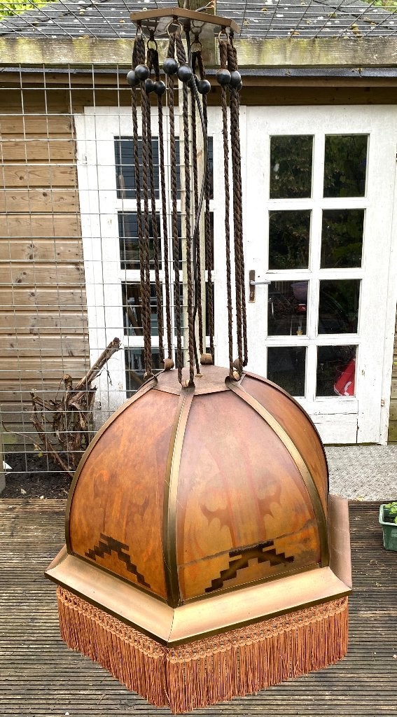 Leuke Amsterdamse Schoollamp - art deco antiek vintage, Ophalen, Gebruikt, Vintage antiek, Glas