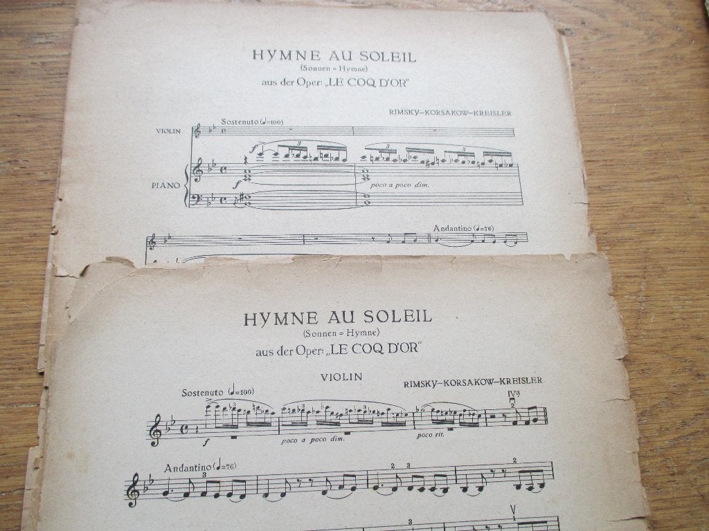 Hymne au Soleil - Rimsky-Korsakov - Viool en Piano, Gebruikt, Klassiek, Ophalen of Verzenden, Piano