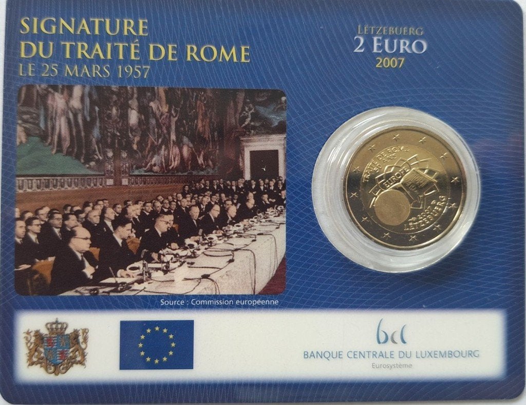 Luxemburg coincard 2007 - Verdrag van Rome - BU, Postzegels en Munten, Munten | Europa | Euromunten, Setje, 2 euro, Luxemburg