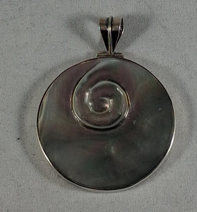 Zilveren kettinghanger parelmoer 4,5cm 925 zilver, Met edelsteen, Gebruikt, Overige voorstellingen, Ophalen of Verzenden
