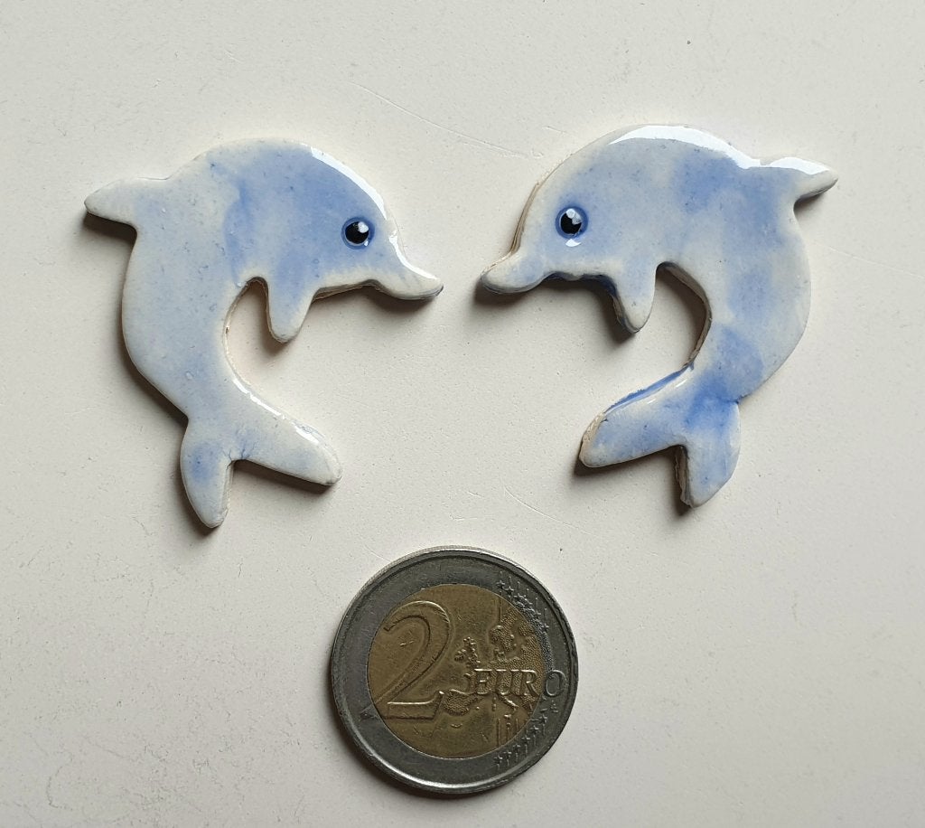 Mozaïek steentjes handgemaakte keramiek dolfijntjes, S2, Verzenden, Handgemaakt, Dieren, Nieuw