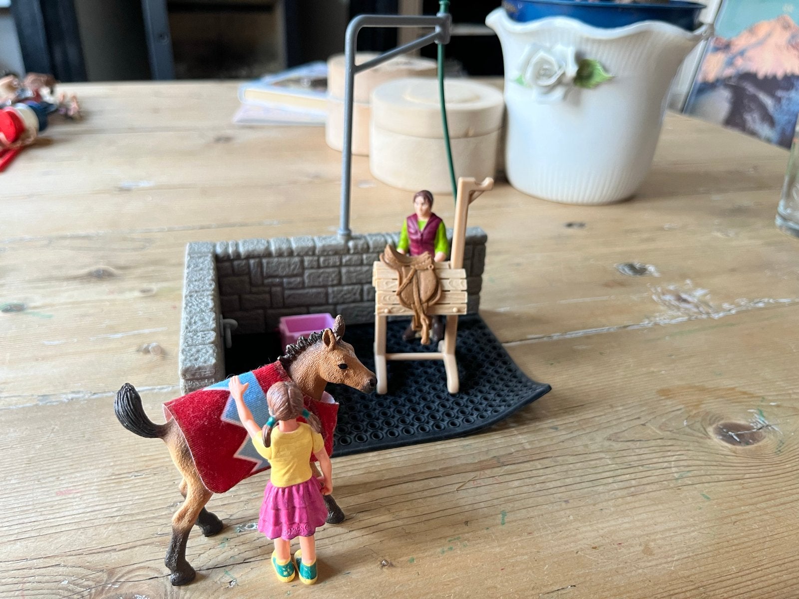 Schleich Paardenverzorgingsset met Figuren, Ophalen of Verzenden, Zo goed als nieuw, Jongen of Meisje
