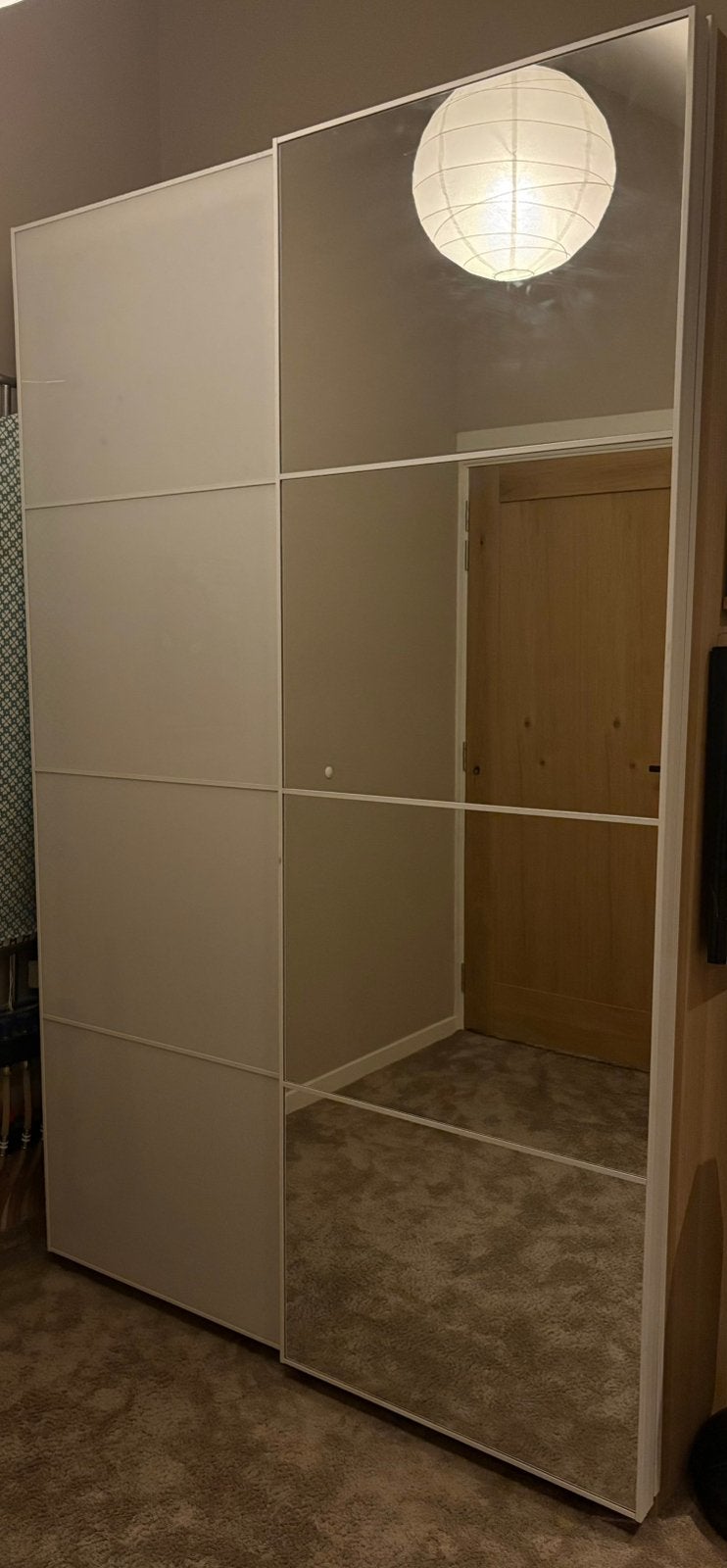 Set schuifdeuren voor Pax 150cm wit glas en spiegel, Huis en Inrichting, Ophalen, Gebruikt, 100 tot 150 cm, 200 cm of meer