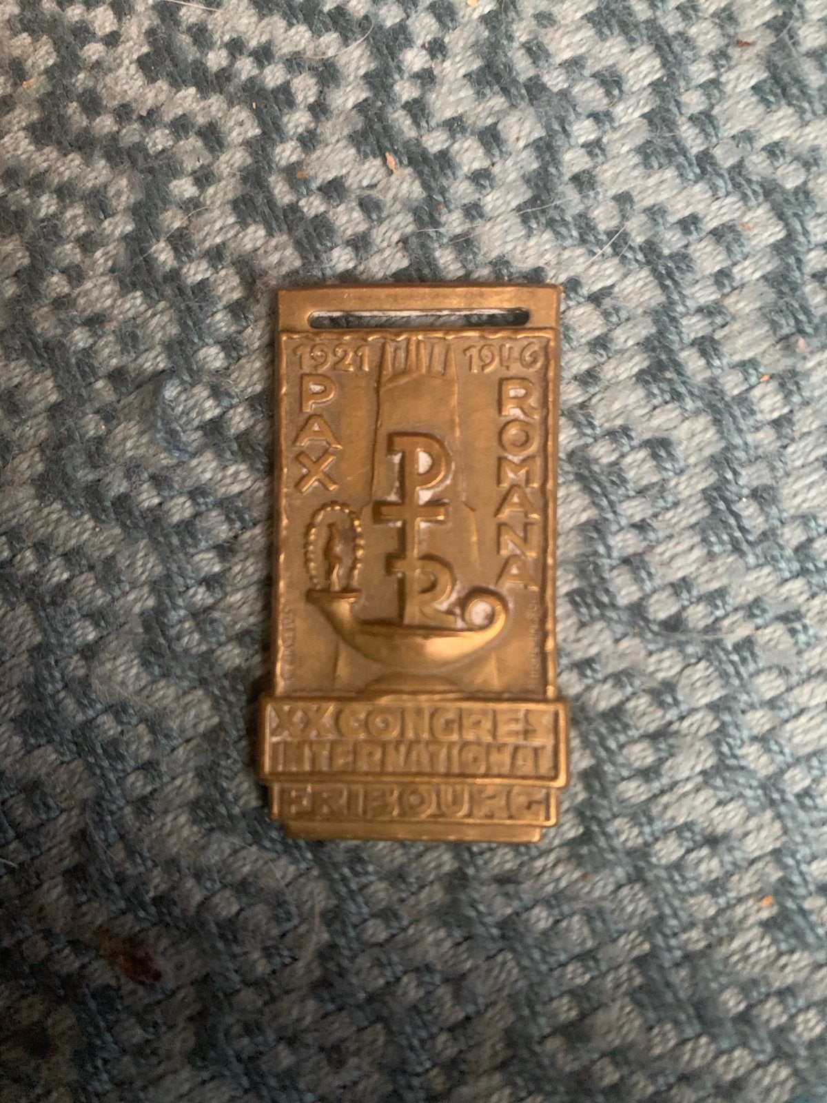 Vintage Pax Romana Fribourg Medaille 1921-1946, Ophalen, Gebruikt, Overige typen, Christendom | Katholiek