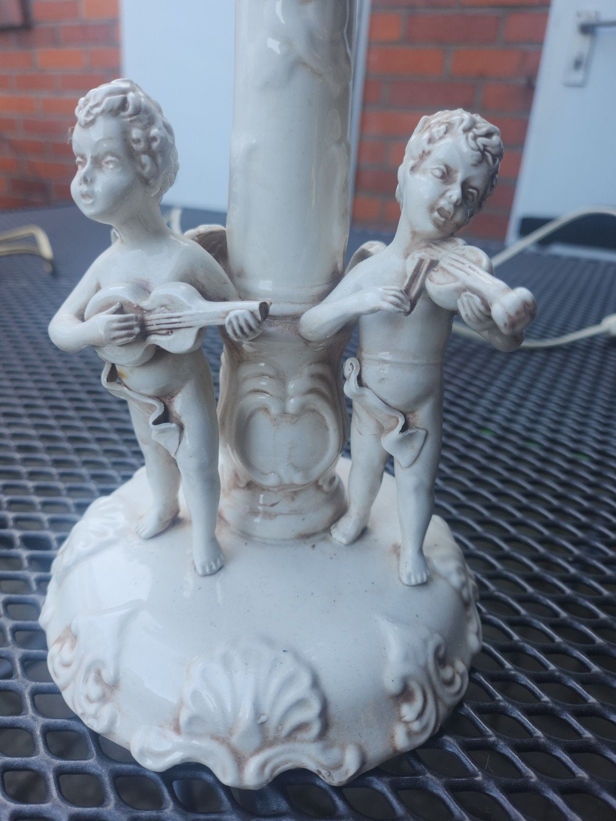 Vintage Italiaanse tafellamp met cherubijnen, Ophalen of Verzenden