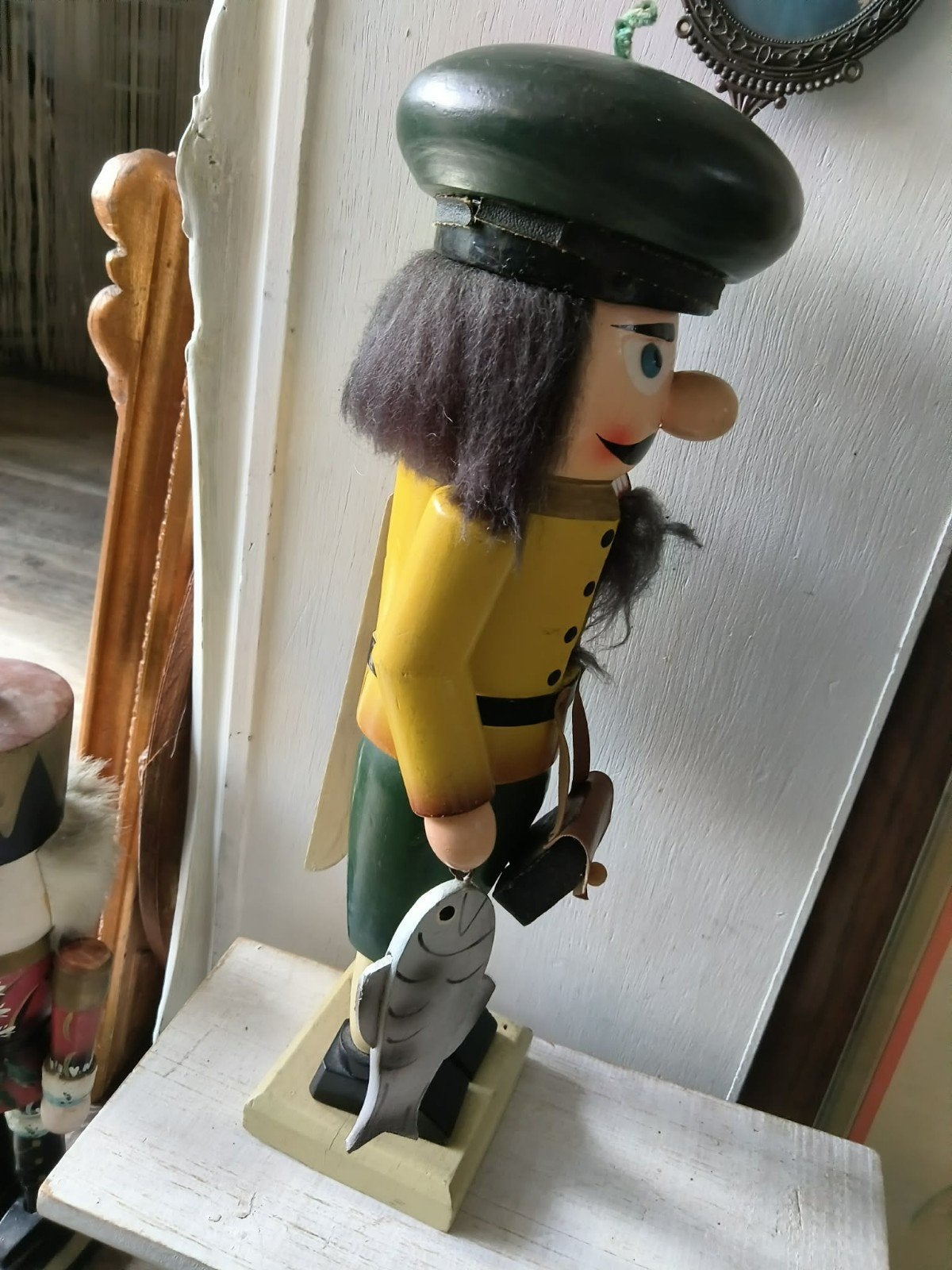 Vintage Notenkraker- Visser met Vis 38 cm hoog, Ophalen of Verzenden