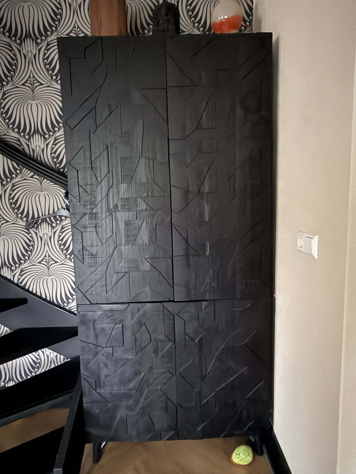 WOOOD Kast met 4 deuren - 90x200x46 cm (bxhxd) zwart, Ophalen of Verzenden, Gebruikt