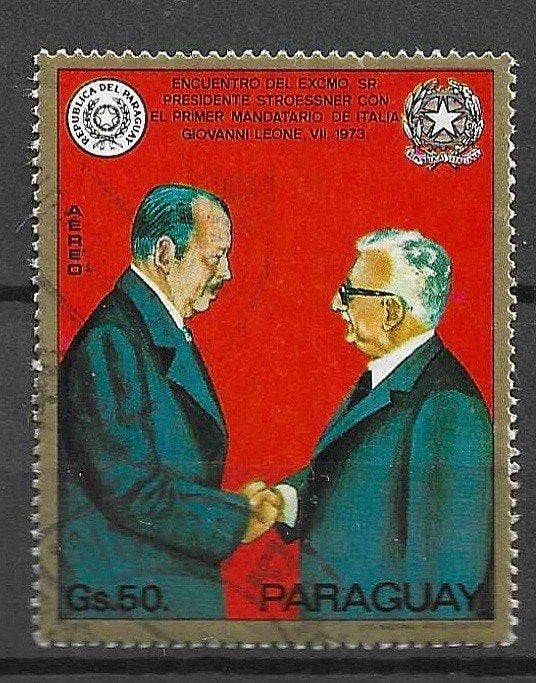 Paraguay postzegel Stroessner & Leone 1973, Ophalen of Verzenden, Gestempeld, Zuid-Amerika