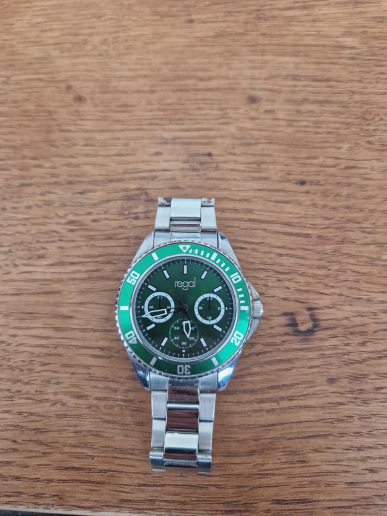 Regal Herenhorloge - Groen/Zilver, Sieraden, Tassen en Uiterlijk, Horloges | Heren, Staal, Gebruikt, Polshorloge, Zilver