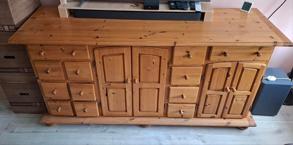Massief houten dressoir / tv meubel - 180x59x87 cm, Huis en Inrichting, Ophalen, Gebruikt, 150 tot 200 cm, Overige houtsoorten