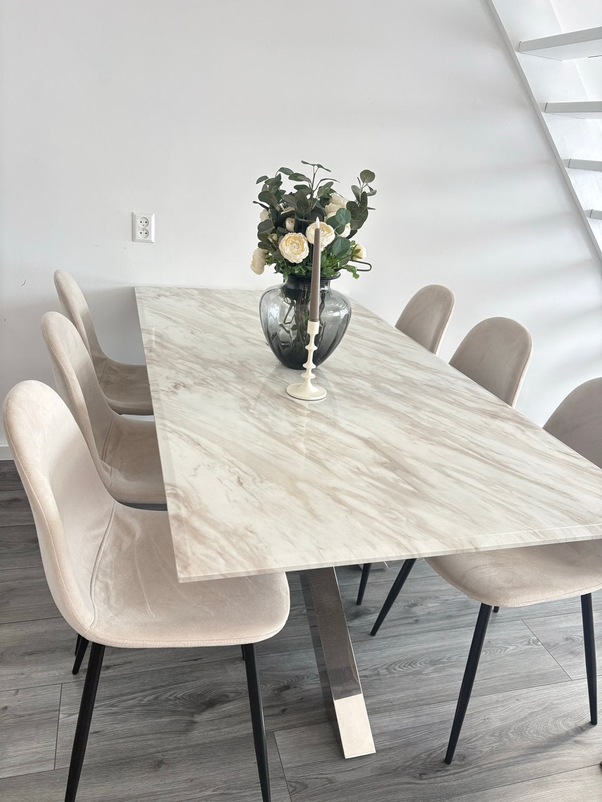 Elegante eettafel en salon tafel echt marmer, Ophalen, Kunststof, Gebruikt, 50 tot 100 cm