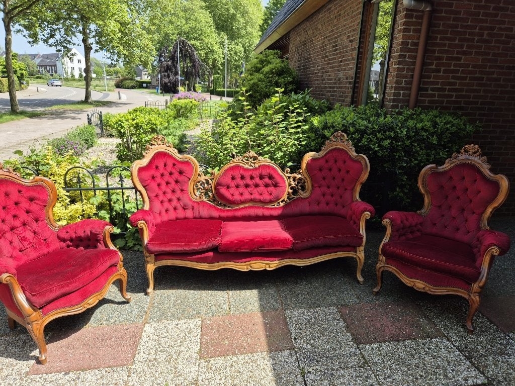 Vintage Victoriaanse salonset, Huis en Inrichting, Banken | Bankstellen, Ophalen, Gebruikt, Victoriaans, Minder dan 75 cm