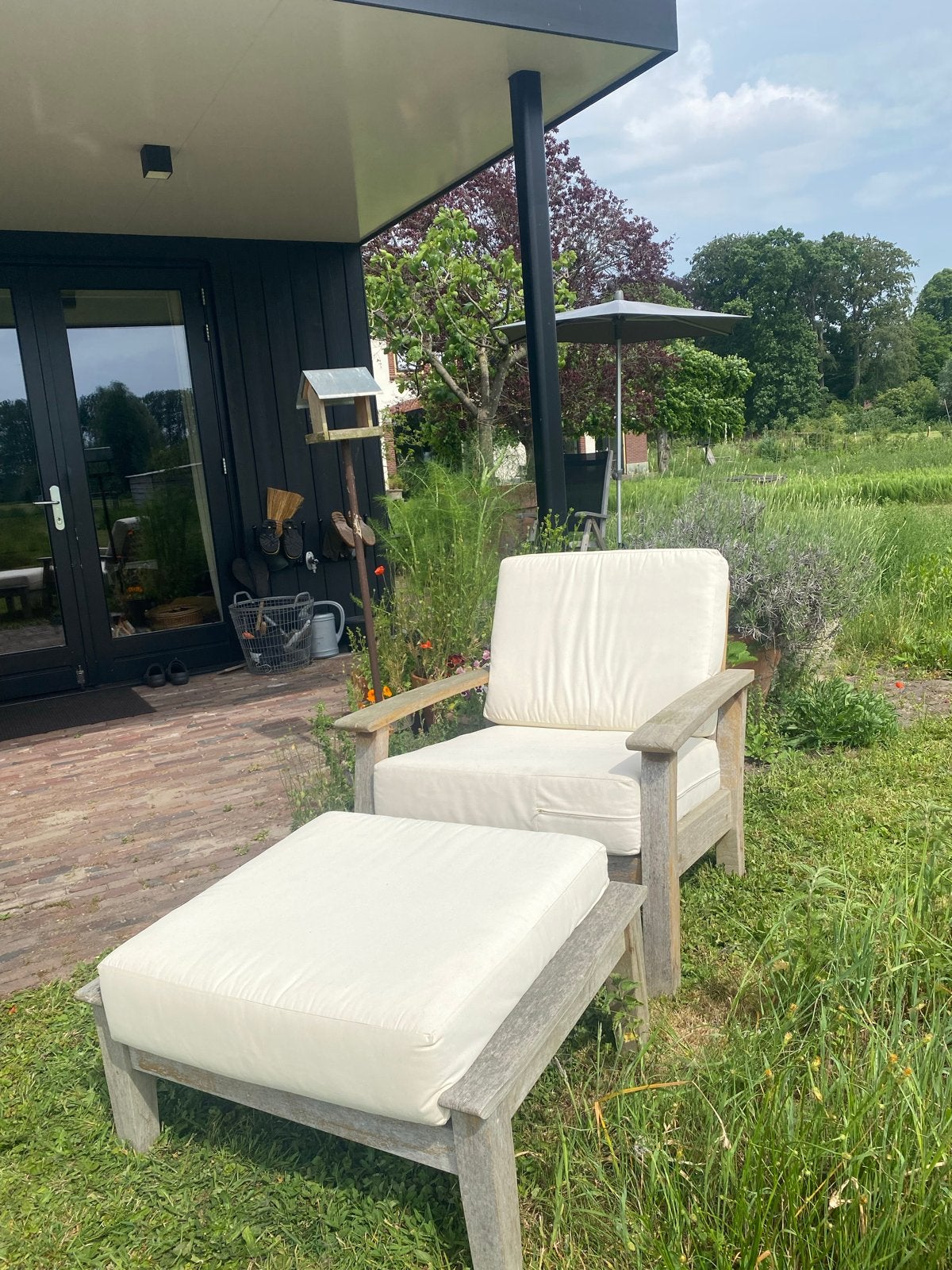 Barlow Tyrie Haven Teakhouten Tuinstoel met Hocker, Tuin en Terras, Verzenden, Gebruikt, Teakhout