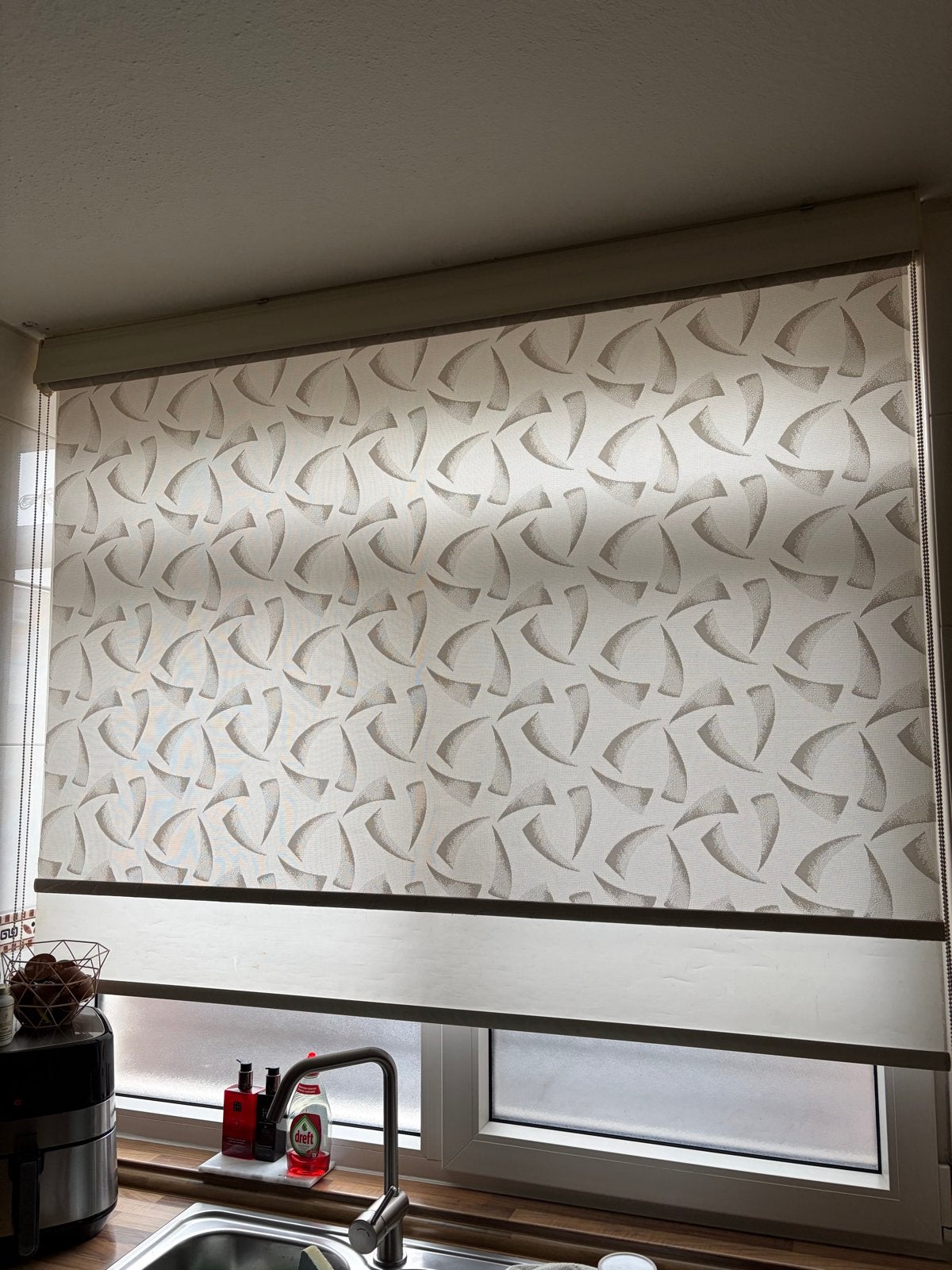Duo rolgordijn met verduistering - Modern design, Ophalen, Gebruikt, Beige, 100 tot 150 cm