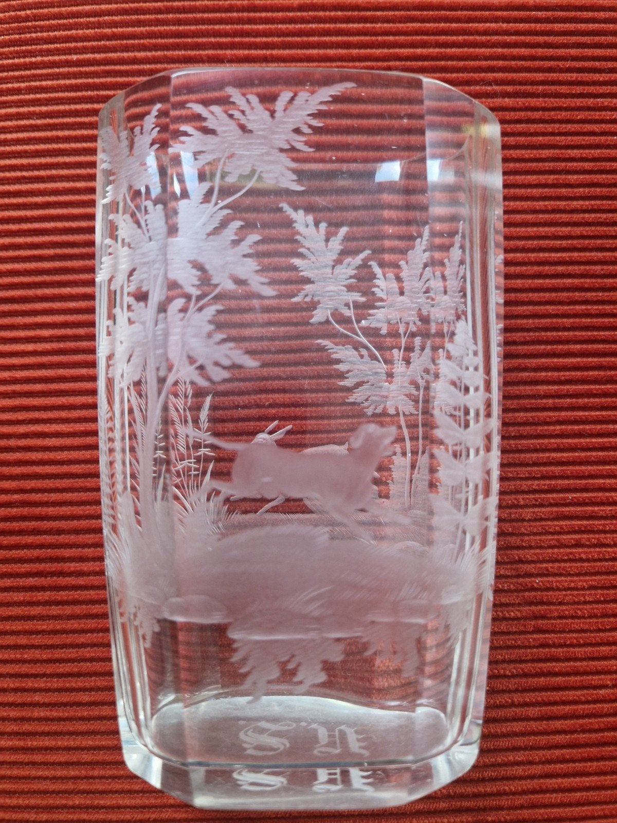 Gegraveerde 19e-eeuwse Duitse jachtbeker (Taschenbecher), Antiek en Kunst, Ophalen of Verzenden