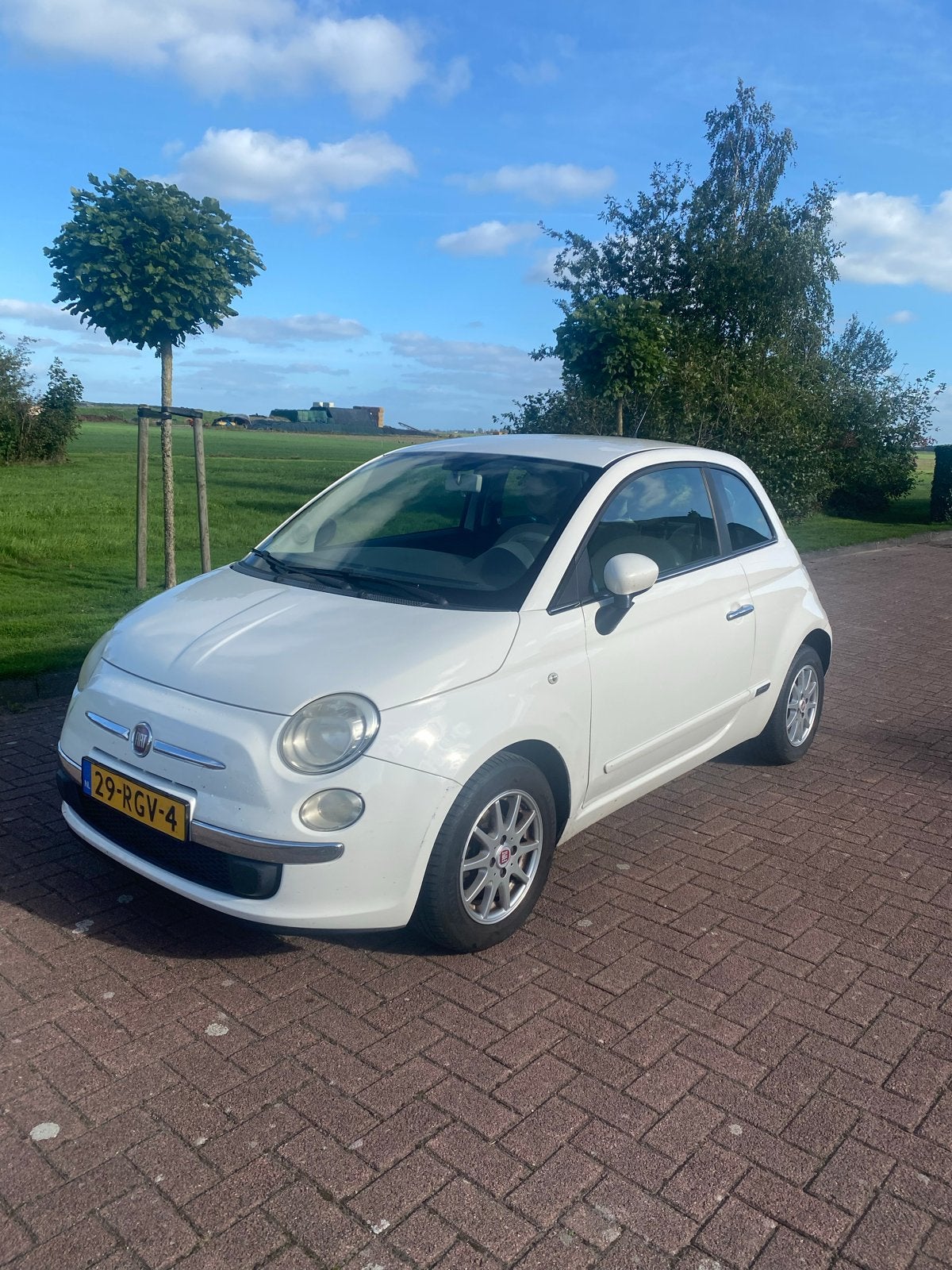 Fiat 500 1.2 69pk benzine 2011 Wit, Auto's, 1242 cc, 4 cilinders, 840 kg, Wit