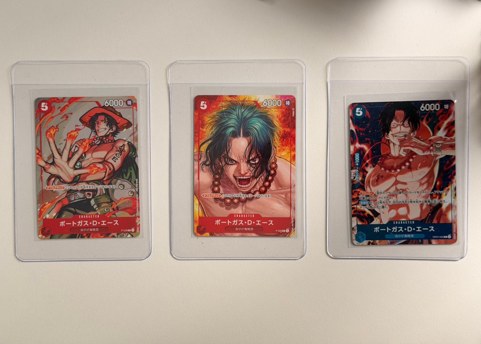 One Piece TCG Ace Card Set - 3 Japanese Cards, Ophalen of Verzenden, Zo goed als nieuw, Meerdere kaarten, Foil