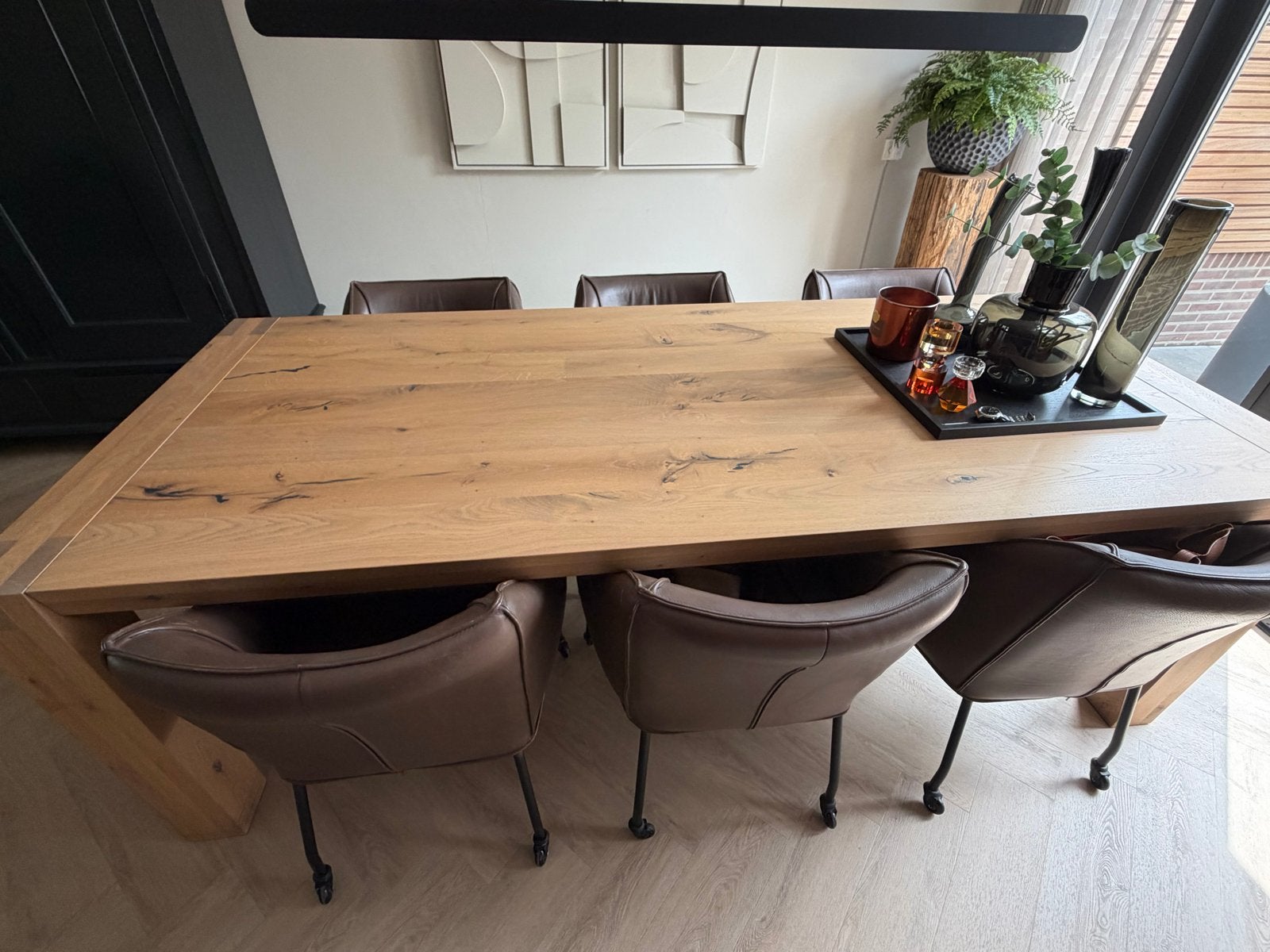 Robuuste Eiken Eettafel - 235x100x78 cm, Huis en Inrichting, Tafels | Eettafels, Ophalen, Eikenhout, 200 cm of meer, 50 tot 100 cm