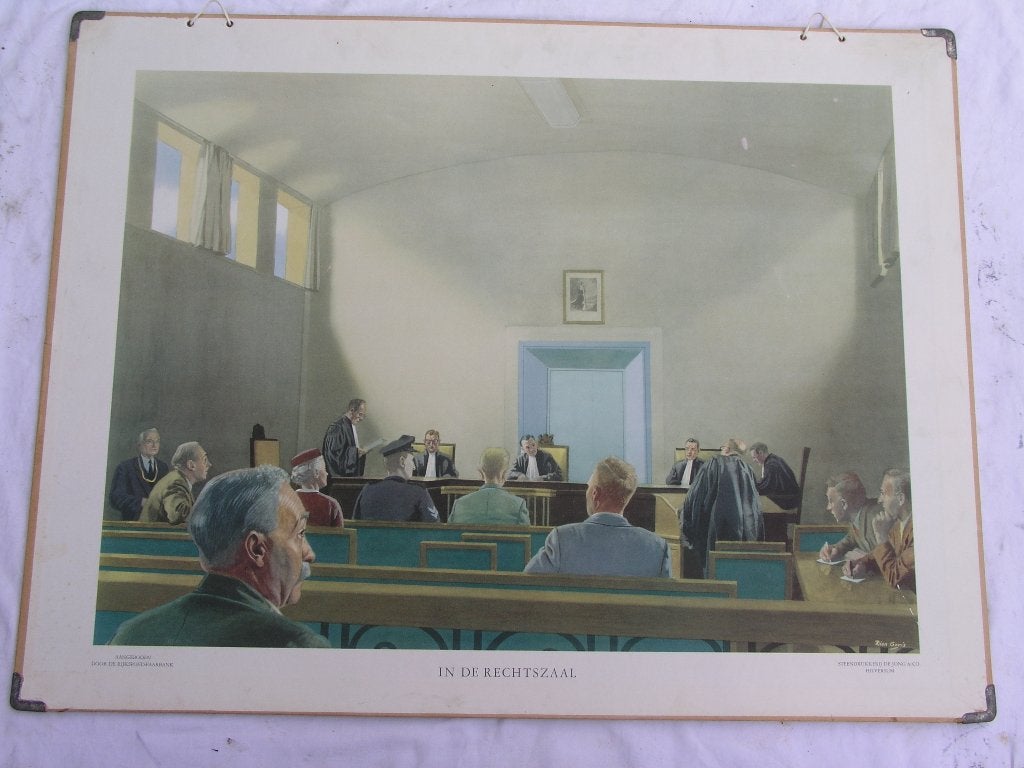 Schoolplaat In de rechtszaal, Ophalen, Geschiedenis