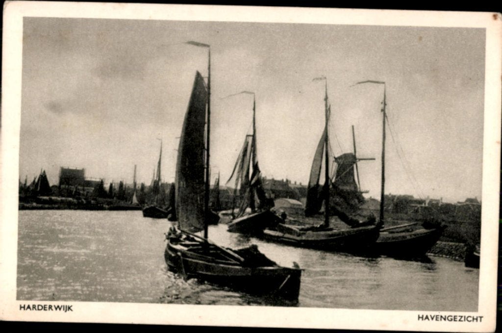 Harderwijk KVR06 1586 Havengezicht met een Molen, Ophalen of Verzenden, 1960 tot 1980, Ongelopen, Gelderland