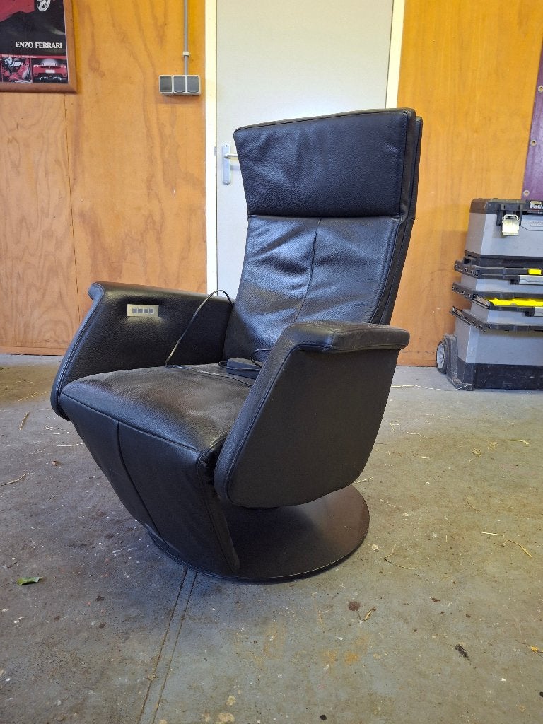 Zwarte relaxfauteuil  (keurig alleen een stofdoekje :-)), Huis en Inrichting, Stoelen, Ophalen, Gebruikt, Zwart, Leer