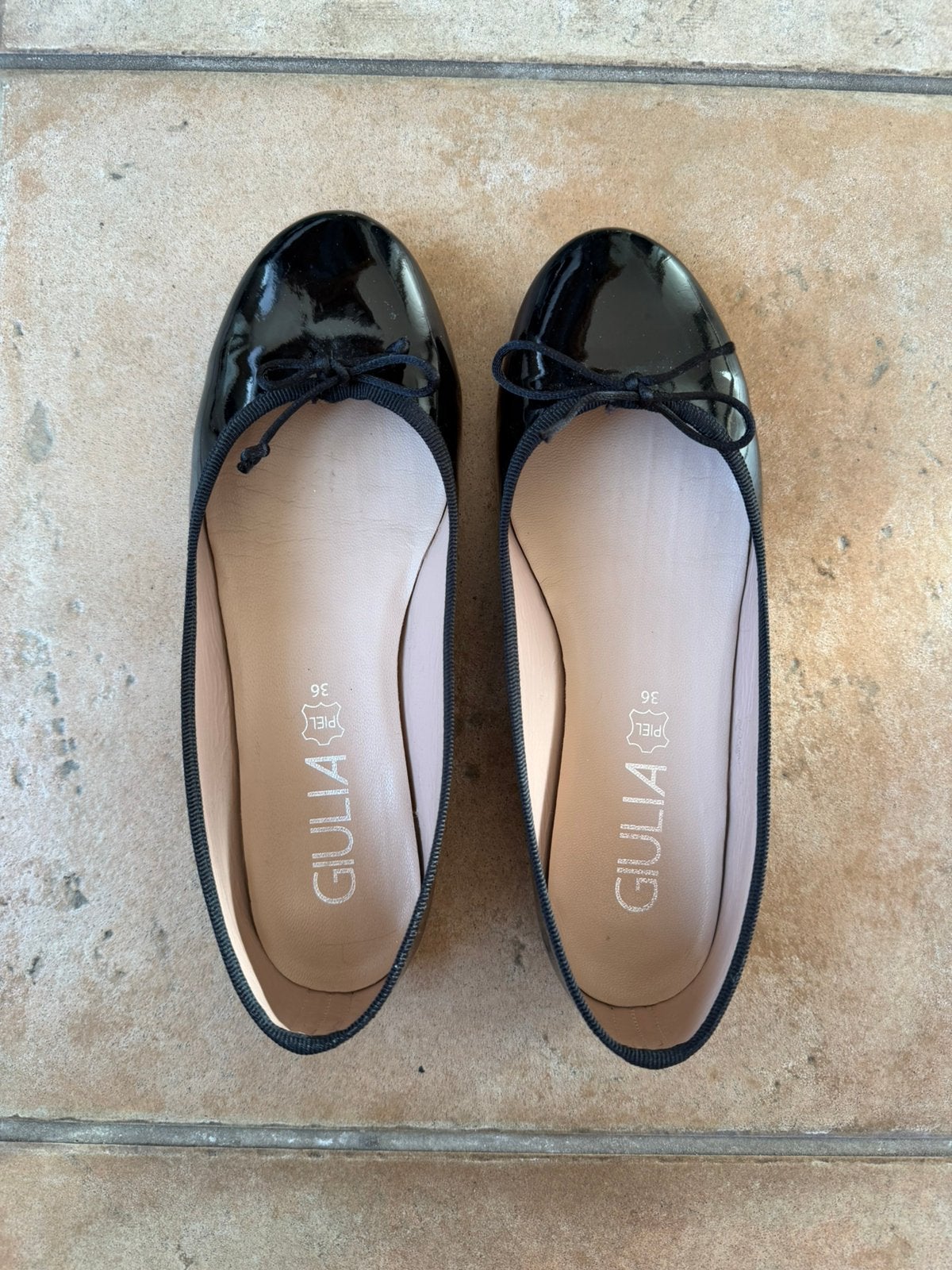 Giulia zwarte lakleren ballerina's maat 36 echt leer, Zwart, Gedragen, Ballerina's, Ophalen of Verzenden
