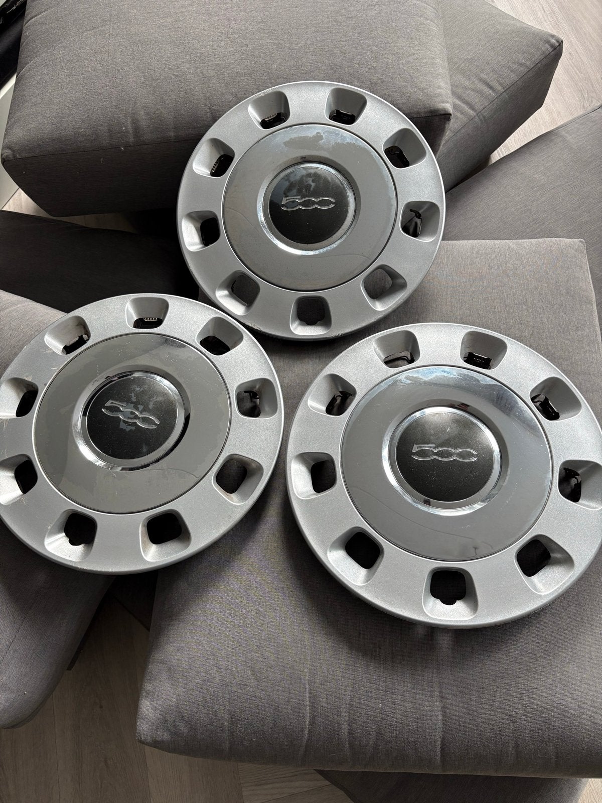 Fiat 500 officiële wieldoppen 14 inch, Ophalen of Verzenden, Gebruikt