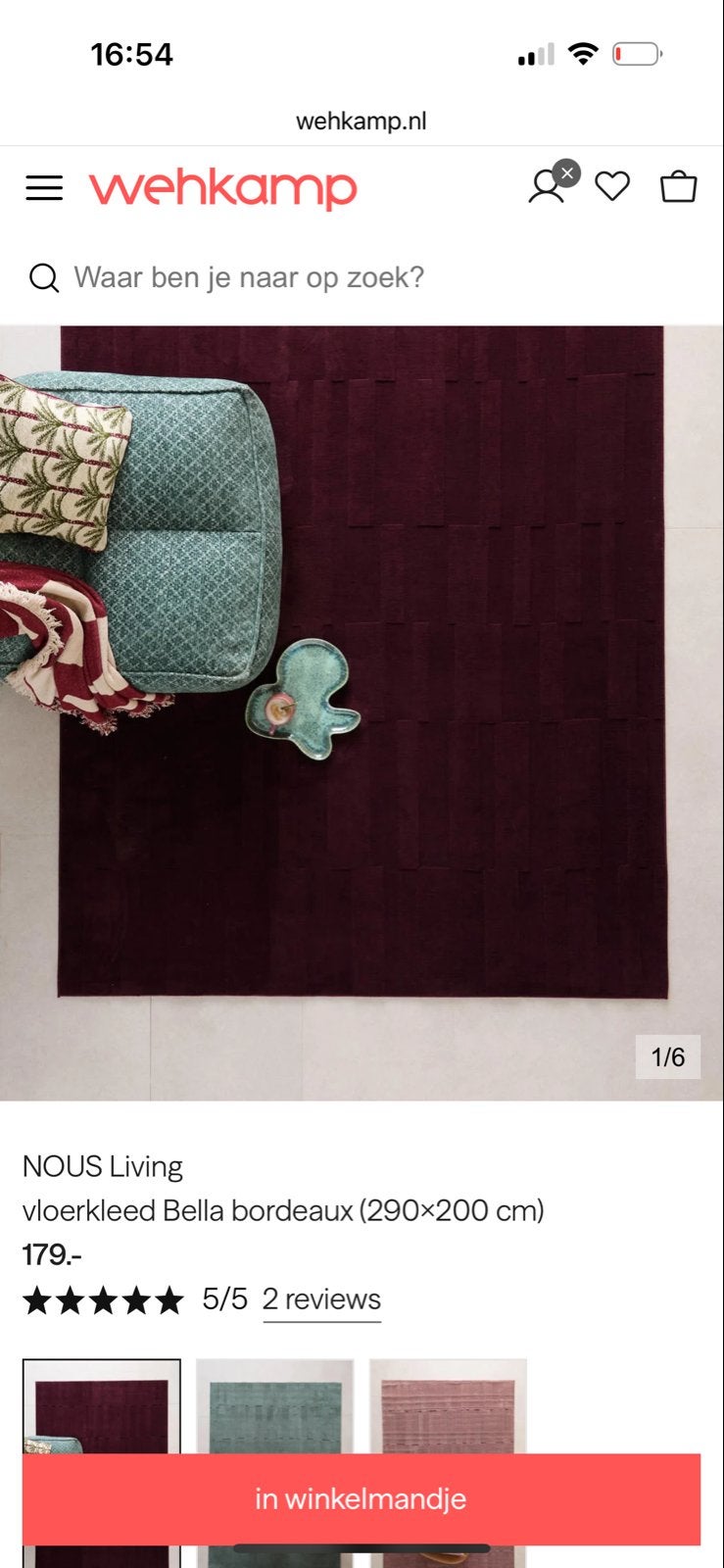 NOUS LIVING Vloerkleed Bella bordeaux (290x200 cm) NOUS, Ophalen, Zo goed als nieuw, 200 cm of meer, Rechthoekig