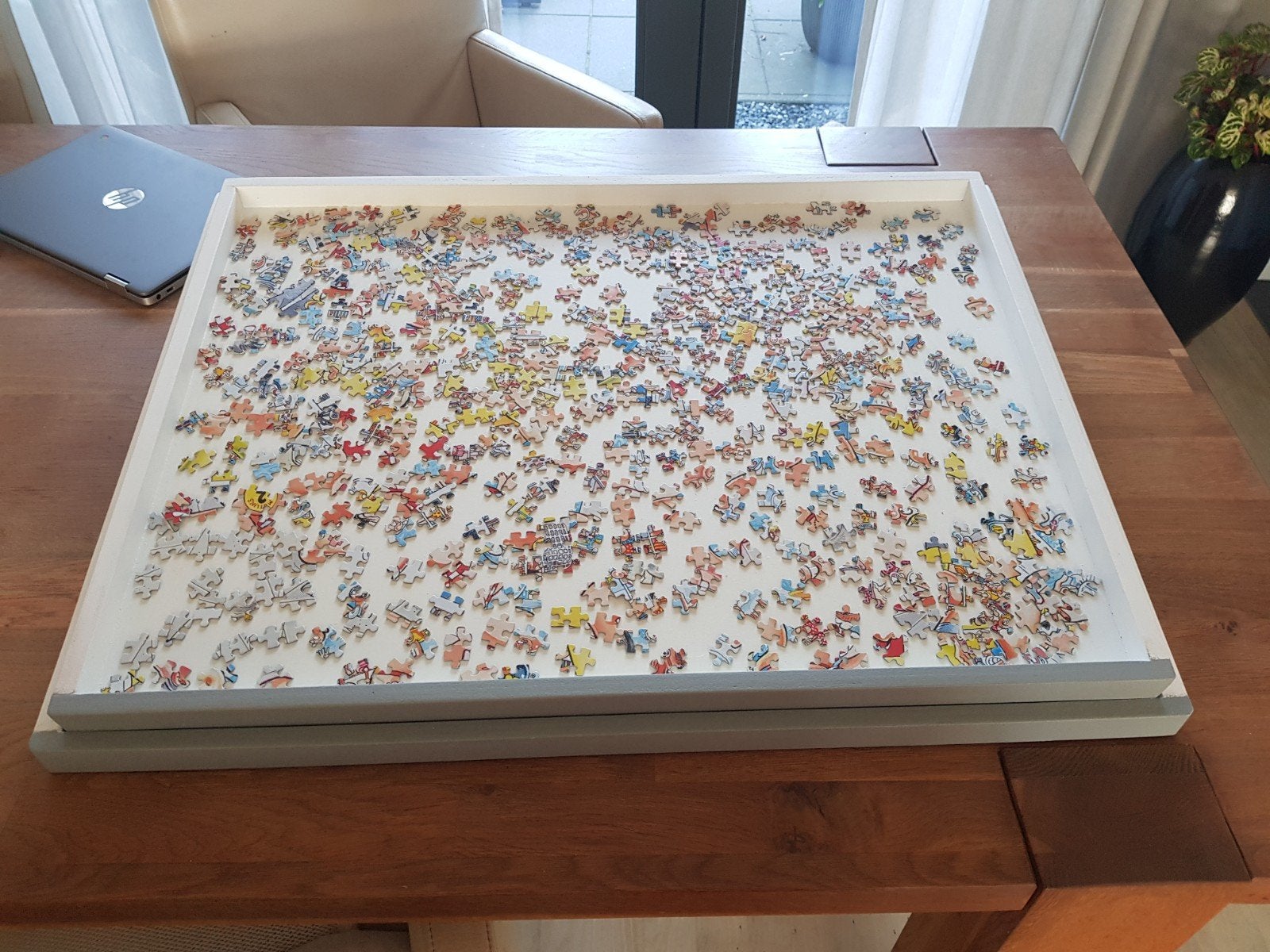 puzzel plaat  plank tafel, Ophalen, 500 t/m 1500 stukjes, Gebruikt, Legpuzzel