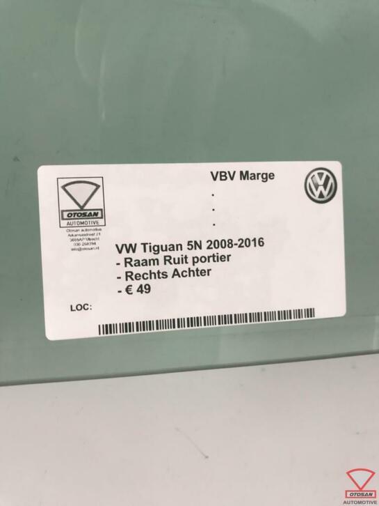 vw tiguan 5n 2008 2016 raam ruit portier deur rechts achter, Gebruikt, Volkswagen, Volkswagen AG, Berliner Ring 2
38440  Wolfsburg, DE