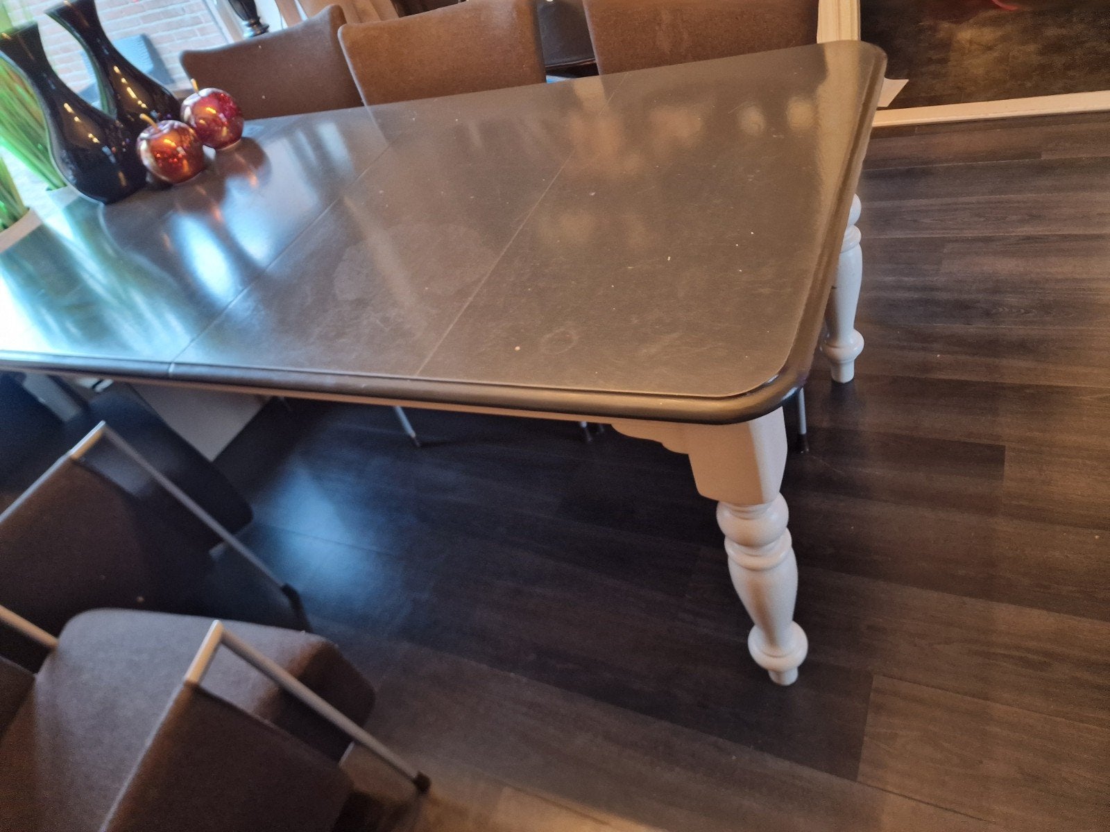 Uitschuifbare eettafel met landelijke uitstraling, Ophalen, Gebruikt, 50 tot 100 cm, Rechthoekig