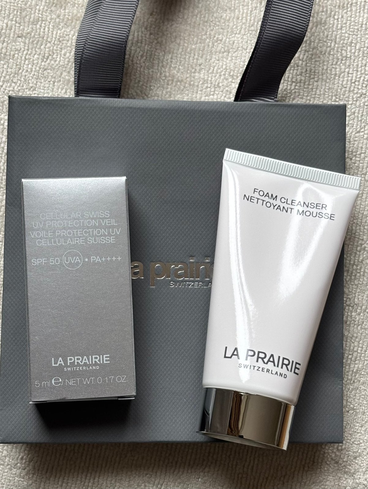 La Prairie foam cleanser 50ml + SPF50 cream 5ml Nieuw, Verzenden, Nieuw