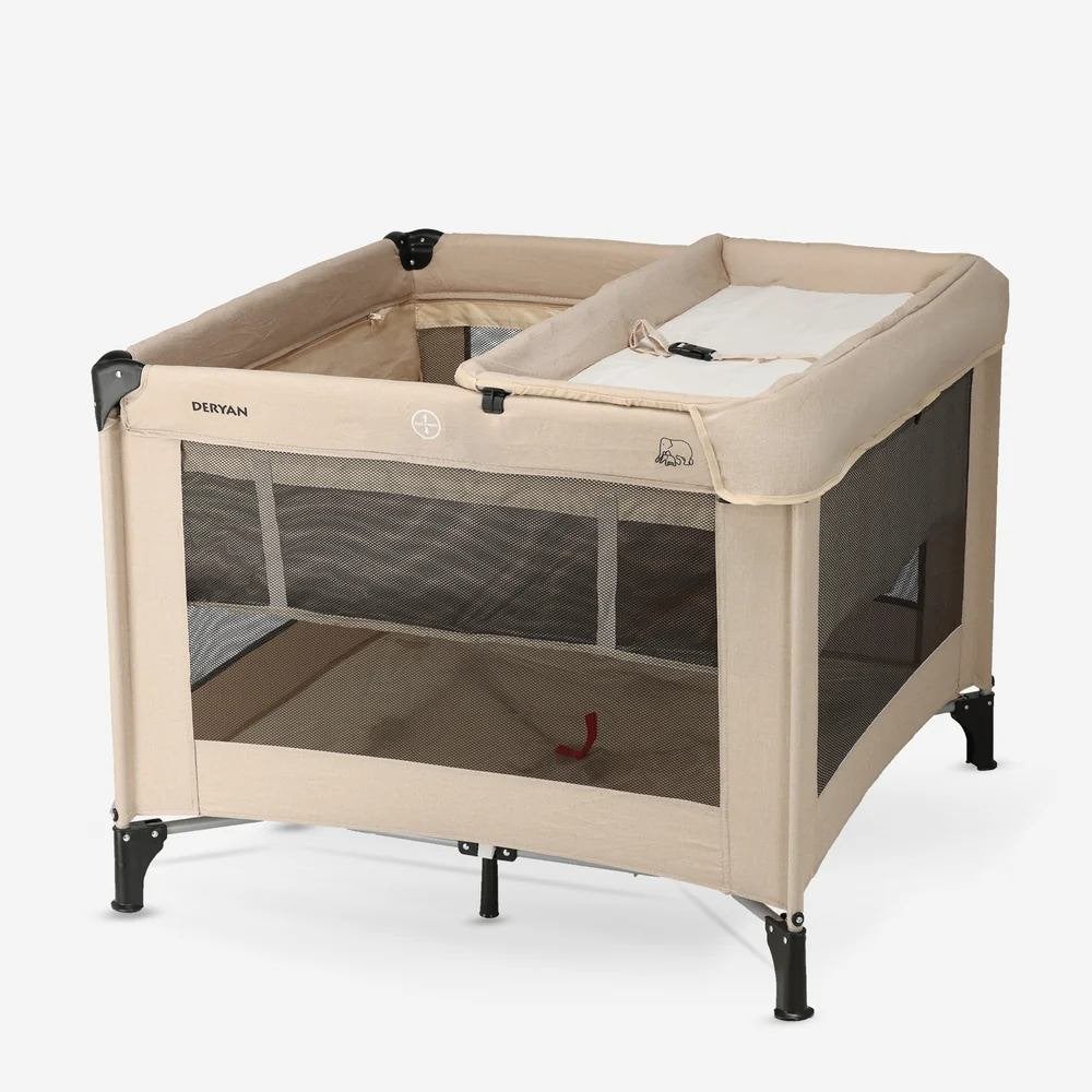 DERYAN Inklapbare Kinderbox 100x100 cm – Nougat, Ophalen of Verzenden, Zo goed als nieuw, Vierkant