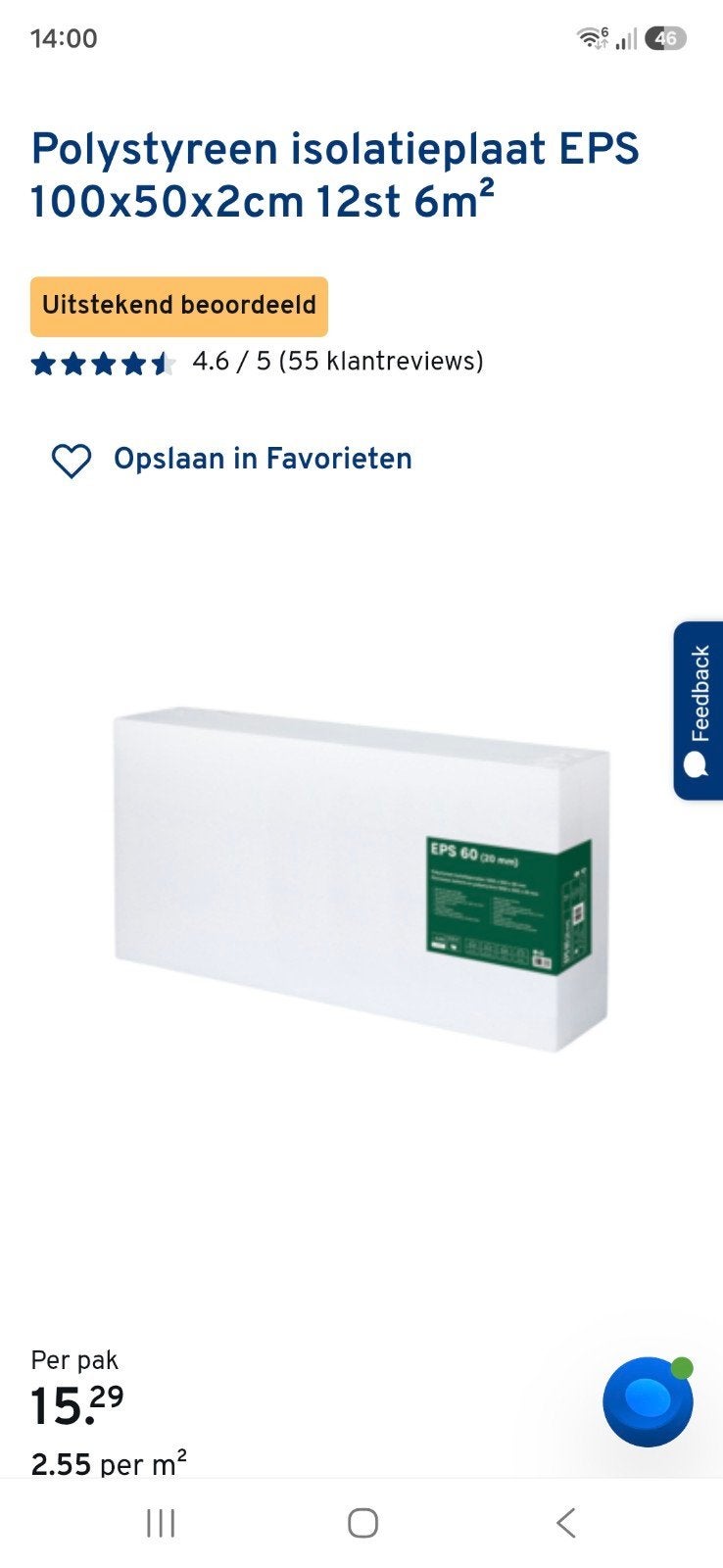 24 EPS isolatieplaten 100x50x2cm - Gebruikt, Doe-het-zelf en Verbouw, 10 tot 15 m², Zo goed als nieuw, Piepschuim (Tempex), Ophalen