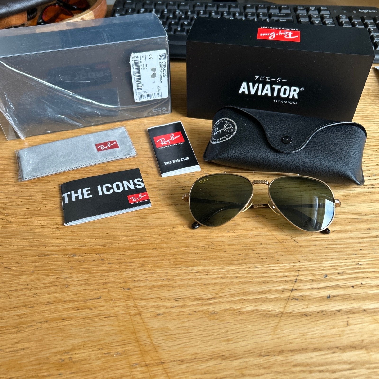 Ray-Ban Aviator Titanium Zonnebril - Nieuwstaat, Sieraden, Tassen en Uiterlijk, Zonnebrillen en Brillen | Dames, Zonnebril, Bruin